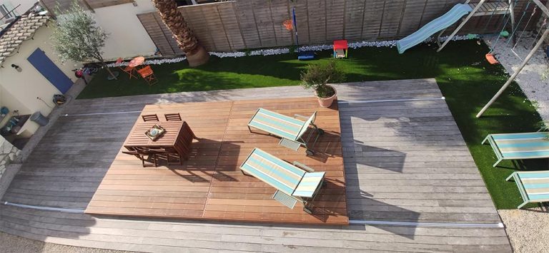 terrasse mobile double pour piscine par DCLS, nice