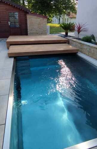 Petite terrasse mobile double plateau en gigogne