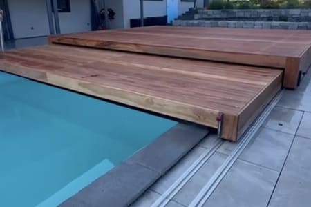 terrasse de piscine coulissante modèle 2 plateaux en tiroir