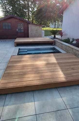 Petite terrasse mobile double plateau en gigogne