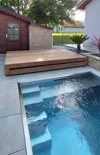 Petite terrasse mobile double plateau en gigogne