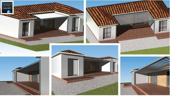 Rendu 3D de la future pergola adossée