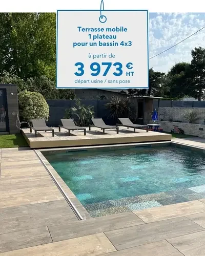 Carte prix d'une terrasse mobile pour piscine 4x3m: à partir de 3973€ HT