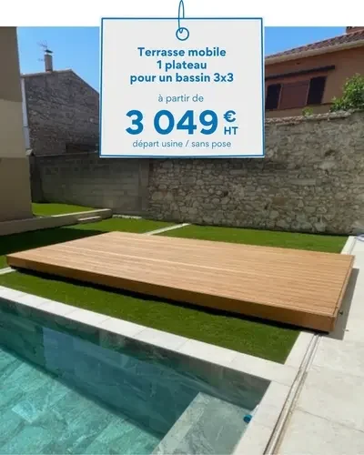 Carte prix d'une terrasse mobile pour piscine 3x3m: à partir de 3049€HT