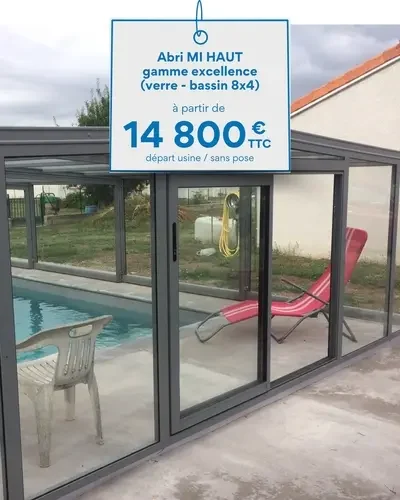 Carte prix pour un abri mi-haut gamme excellence: à partir de 14800€ HT