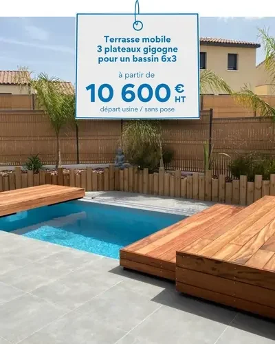 Carte prix d'une terrasse mobile 3 plateaux en gigogne: à partir de 10600€HT