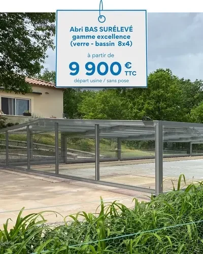 Carte prix pour un abri bas surélevé gamme excellence: à partir de 9900€ HT